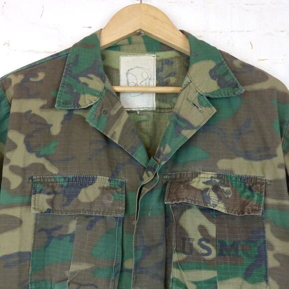 VTG Military USMC Shirt M RDF ERDL Camo 70s Jungle Coat Hot Weather Ripstop - Picture 3 of 15